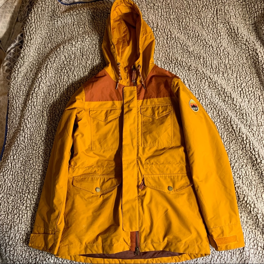 Burton Women’s Yellow and Rust Ski Snow Jacket with Hood